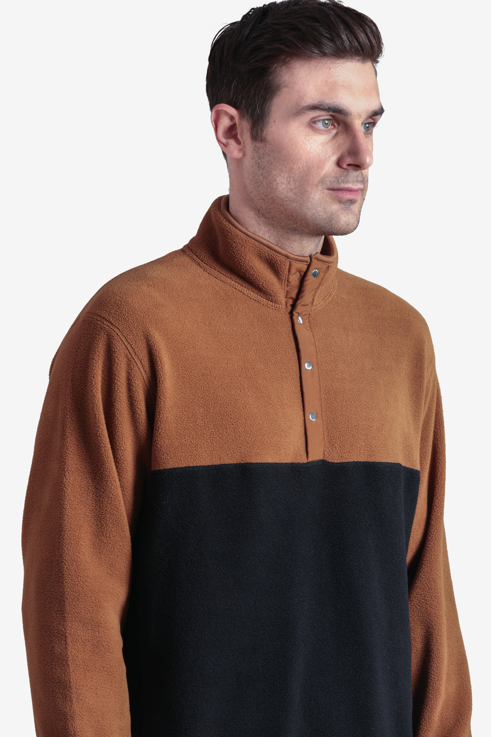 On-vers Two-Tone Cozy Half Button Fleece Sweatshirt