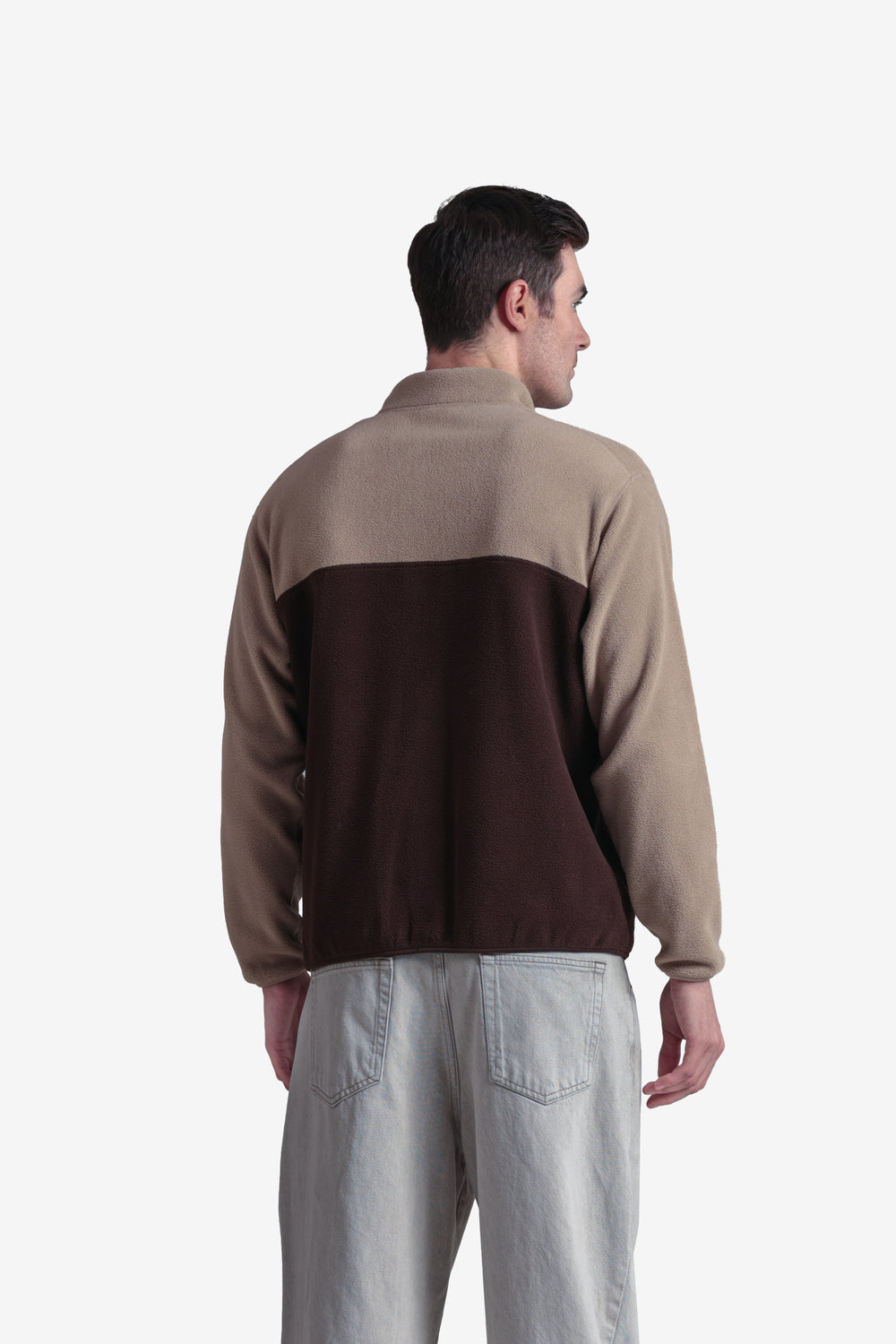 On-vers Two-Tone Cozy Half Button Fleece Sweatshirt