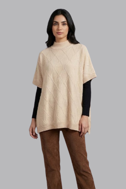 Elevate Women’s Diamond Pattern Knit Poncho Top