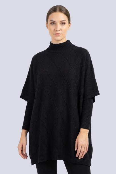 Elevate Women’s Diamond Pattern Knit Poncho Top