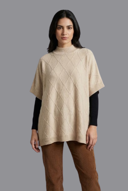 Elevate Women’s Diamond Pattern Knit Poncho Top