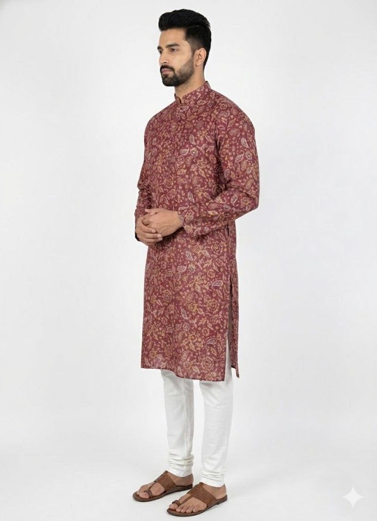 Soul Armor Mens Traditional Detailed Artwork Kurta Set